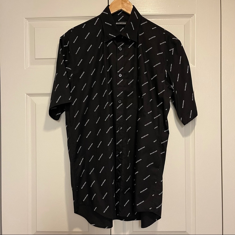 Balenciaga All-over logo poplin shirt size 37 - Picture 3 of 11